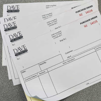 3 Part Carbonless Invoice by Dave the Printer Dallas